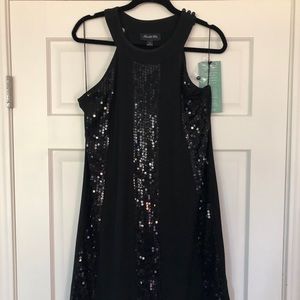 Black sequined cocktail dress